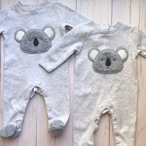 2 adorable Sterling Baby gray rompers, size NB